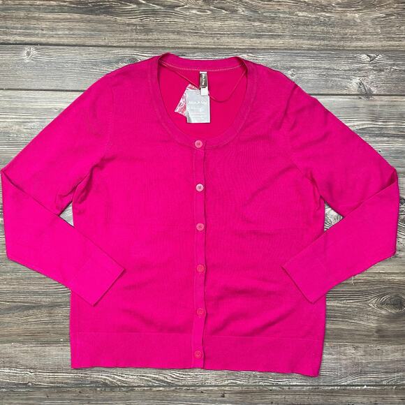 White Stag Pink Fuchsia Cardigan Sweater Button Up SZ 2X C102011 - Picture 1 of 10